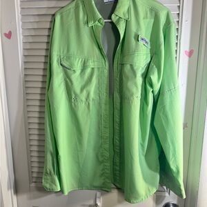 Columbia Green Fishing Shirt Mens Small